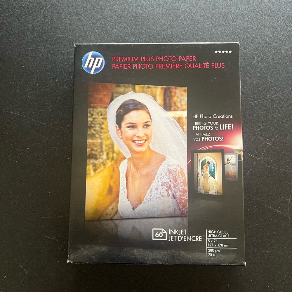 HP Premium Plus Photo Paper Glossy Instant Dry 5x7 60 Sheets for Inkjet Printers